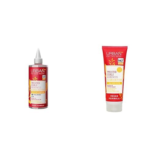 URBAN Care Twisted Curls Hibiscus & Shea Butter Kıvırcık ve Dalgalı Saçlara Özel Miselar Şampuan Sülfatsız 340 ml- Vegan x Saç Bakım Kremi Sülfatsız 250 ml- Vegan