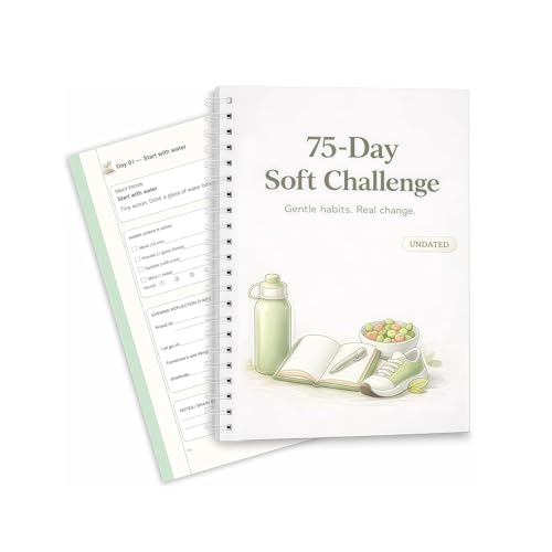 75-Day Soft Challenge Planner (Undated) Gentle Habit Tracker & Daily Wellness Journal 5-Minute Routine Tiny Actions System Reflection Prompts Milestone Check-Ins