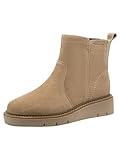 TAMARIS Botas planas de media longitud para mujer, de ante camel, talla 42 EU, Camel Suede, 42 EU