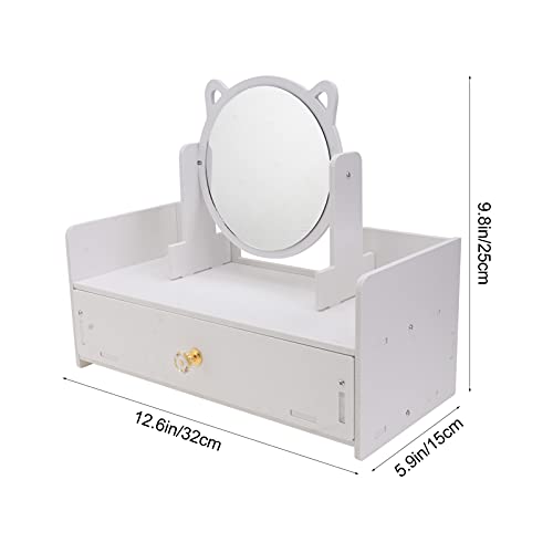 Espejo para maquillaje redondo con almacenamiento y rotación 360° miniatura 2