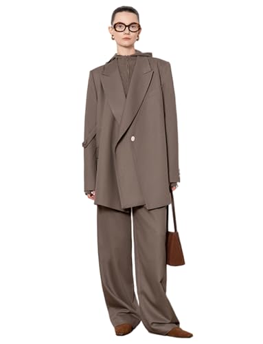 Costume deux pièces femme blazer jupe smoking un bouton élégant noir