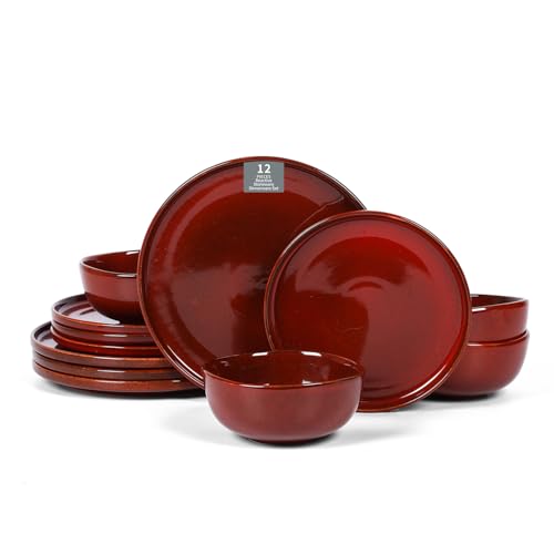 Vicrays Ceramic 12 Pieces Dinnerware Set - Dinner Plates Salad Plates Cereal Bowls Set Service for 4...