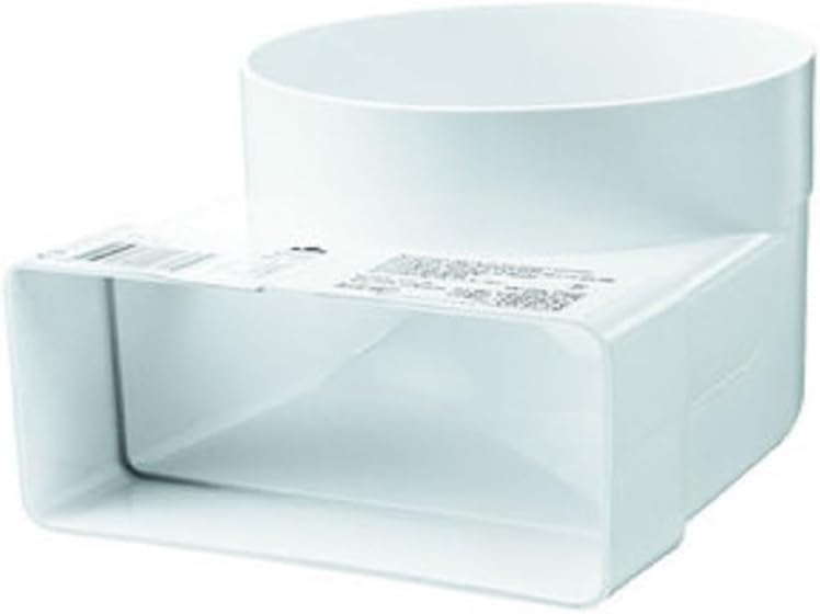 Canale di ventilazione 204x60mm/Ø150mm canale piatto pezzo di deviazione canale tubo canale rotondo canale di scarico per cappa curva piatto-rotondo pezzo a L connettore di riduzione/transizione PVC