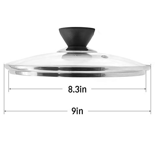 9 Inch Tempered Glass Lid Accessory For Instant Pot 5 Or 6 Quart Pressure Cooker, 8.5" Diametre Universal Pan Pot Clear Cookware Lid/Cover With Spoon Rest/Holder Knob Handle Design, With Steam Vent Holedesign, With Steam Vent Hole #TOP5