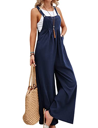 idealsanxun wide leg overalls for womens casual cotton linen baggy loose maternity summer beach jumpsuits romper