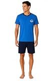 GX GARGIX Pigiama Uomo Estivo Mezza Manica con Pantaloncino, Completo Corto Leggero e Traspirante, 100% Cotone Morbido, Vari Colori e Taglie (IT, Testo, L, Regular, Regular, GX/62500 Royal)
