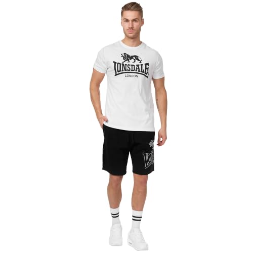 Lonsdale M?ska koszulka z logo - bia?y, ?redni