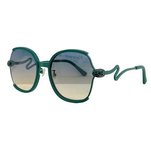 Lunettes de soleil tendance en métal acétate ovale grand cadre bleu vert uv400