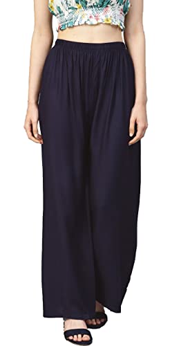 Image of Go Gazab - Stylish Women's Palazzo: Trendy Rayon Solid Color Ethnic Wear Palazzo