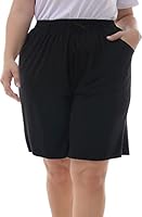 NOTWILD Women Shorts Summer Pull On Shorts for Girls Jogging Workout Yoga Sweat Boxer Shorts with Pockets (Available in Plus Size (2XL, Black)