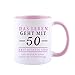 Funnli Tasse Geschenk zum 50. mit Spruch - DAS LEBEN GEHT MIT 50 ERST RICHTIG LOS! (Die letzten 49 Jahre waren nur Vorbereitung) - Witzige 50. Geschenk Geburtstag zum Frau Mama Oma 330ML Rosa