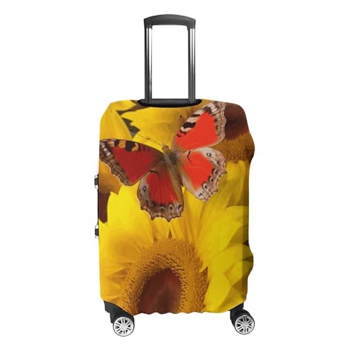 Yellow Sunflowers with Red Butterfly Travel Luggage Cover Anti-scratch Suitcase Cover Elastic Suitcase Protective Cover Fits 19-32 Inch Luggage XL4