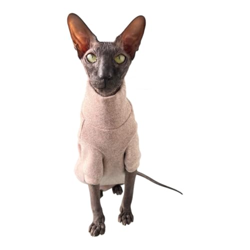Pull d'hiver en coco brossé tabac pour sphynx chat nu taille L - 3
