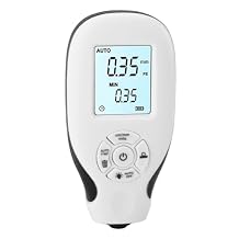 Digital Coating Paint Thickness Gauge, Coating Thickness Tester with Self Calibration and Backlit Digital Display, Mil Coating Depth Gauge Tester for Used Car Buyers White