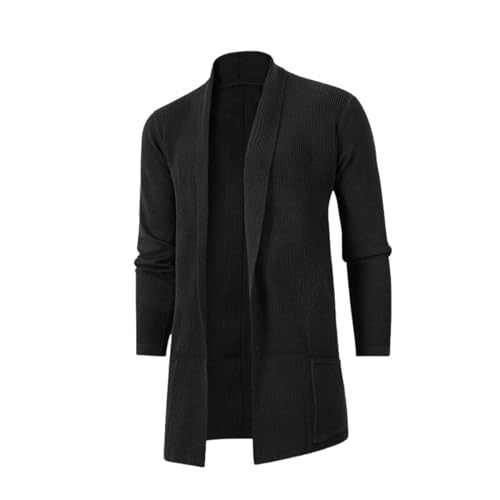 Chaqueta de punto de manga larga para hombre con solapa elegante de invierno
