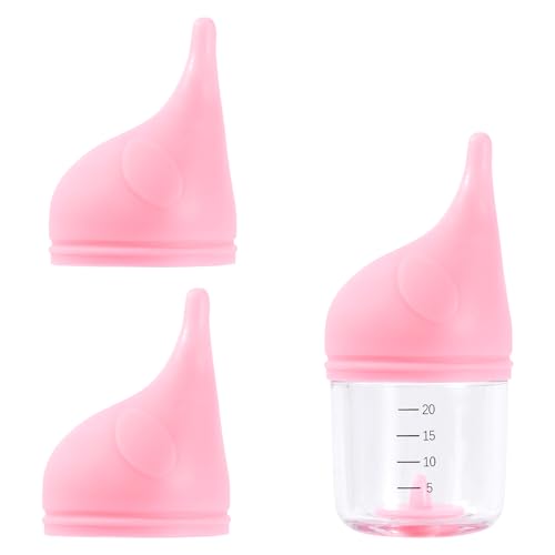 PEUTIER 20ml Biberones para Gatitos para Amamantar, con 2uds Tetina Silicona Repuesto Antiasfixia Biberones para Cachorros Reutilizables para Mascotas para Gatos Recién Nacidos Perros (Rosa)