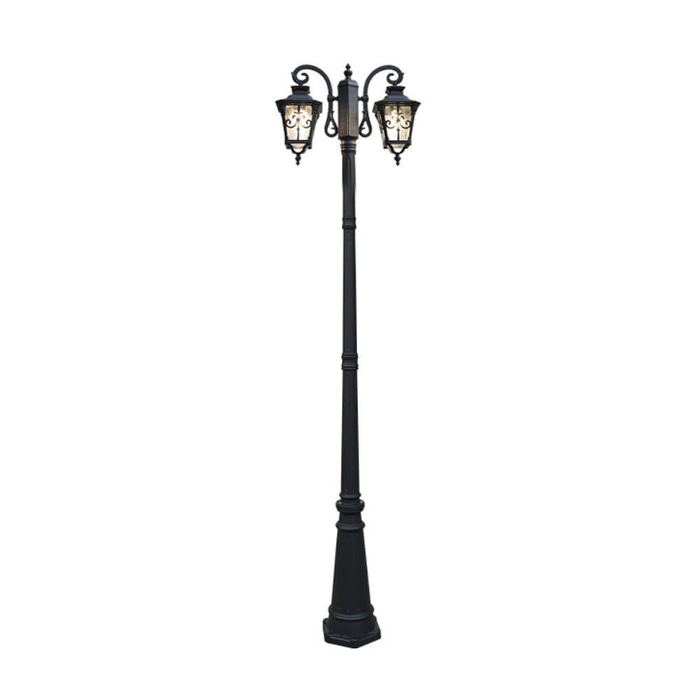 GTHTUHFD 2-Lights Black Pole Lighting, Exterior Post Lamp, European Street Light For Yard Garden Gates Walkway Path Decoration,H:102.4inch/260cm