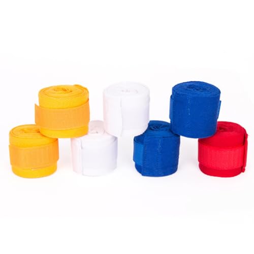 BESPORTBLE Protective Boxing Hand Wraps Handguard Straps in Yellow 2.5m Cotton for Karate Boxing Fitness Sticking Pad Closure