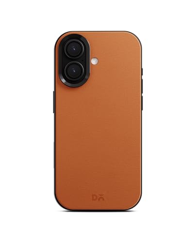 Image of DailyObjects Leatherite Case for iPhone 16 Compatible with Mag-Safe Wireless Charging | Tan-Grey Hybrid Magnetic Back Cover