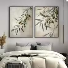 Affiches de feuilles vertes d'olivier KEMEIQI 80x120cm sur toile encadrée pour salon