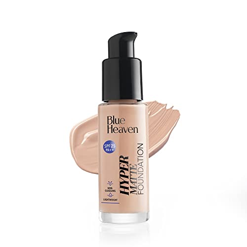 Image of Blue Heaven Hyper Matte Foundation for Face Makeup with SPF 25 PA++, Matte Finish, Non Pore Clogging, Light Weight Formula, Medium Coverage for All types of Skin, Cream 201-Rose Vanilla, 30ml