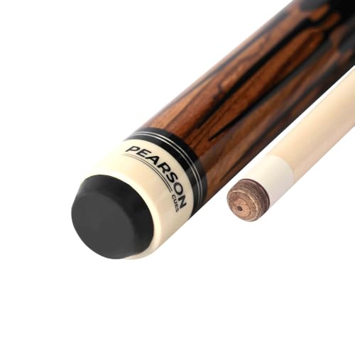 Pearson Cues Players Series Pool Cue Stick,18-21oz, 58' Maple Wood Pool Cue with 5/16 x 18 Implex Joint, Tiger Everest Pro Tip, Low-Deflection Shaft Professional Billiard, 19oz, Zebrawood
