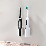 HAVICATO Electric Toothbrush Holder for Bathroom, Wall-Mounted Toothbrush Stand with Self-Adhesive, Compact Bathroom Caddy for Electric Toothbrushes (White-2pcs)
