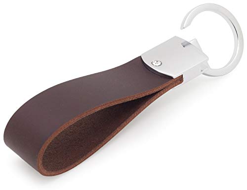 Dpob Leather Keychain Italian Leather Women Key Ring - Simple Design - Made Of Durable Premium Quality Leather (Red-Brown) #TOP2