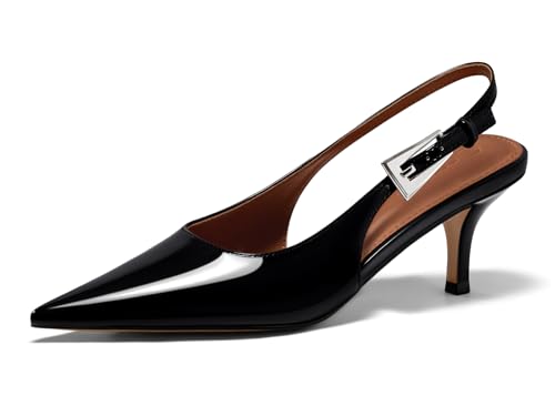 Image of Coutgo Womens Slingback Heels Kitten Low Heel Dress Shoes Closed Pointed Toe Buckle Pumps Work Wedding Shoes