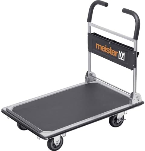 Meister Plattformwagen "cut-off" - Klappbar - Bis 300 kg Tragkraft - Feststellbremse / Transporthilfe mit Lenkrollen / Paketwagen mit Antirutsch-Beschichtung / Klappwagen aus Stahl