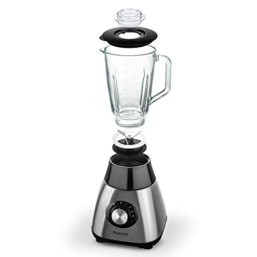 TurboTronic BG5 roestvrijstalen blender & grinder met mixer pot van glas 1,5 liter, BPA-vrij smoothie maker Ice-Crusher, milkshaker, 1200 Watt, Zilver - Afbeelding 5