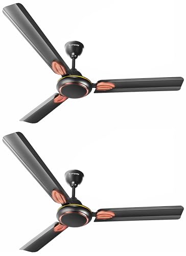 Kiger P2 1200 mm/48 inch Ultra High Speed 3 Blade Anti-Dust Decorative Star Rated Ceiling Fan 2 Years Warranty (Smoked Brown, Pack of 2)