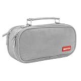 ONTYZZ Estuche Escolar Gran Capacidad Niña Estuche Escolar Niño 2 Compartimentos Estuche Lápices Adolescentes Lona Estuche Organizador de Material Papelería Cosmética Bolsa Almacenamiento Gris