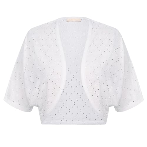Image of Belle Poque Women's Open Front Bolero Shrug Batwing Short Sleeve Cropped Cardigan Lightweight