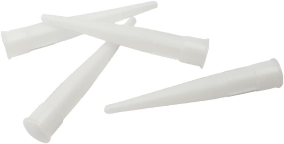 50-Pack Silicone Sealant Spare Nozzles Mastic, 10.2cm Length with 0.3cm Outlet, Install Tips Caulking Doors, Wall Tiles and Floor Gaps Repair