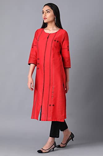 Image of W for Woman Women's Cotton Blend Regular Fit Casual Geometric Print Regular Kurta