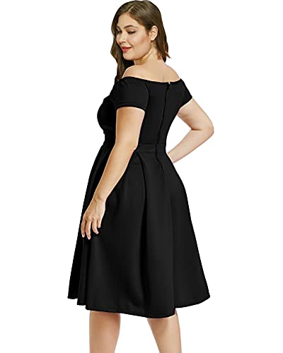 Lalagen Women's Plus Size Vintage 1950S Party Cocktail Wedding Swing Midi Dress Black Xl #TOP1