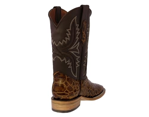 Texas Legacy Mens Honey Brown Cowboy Boots Sea Turtle Print Leather Square Toe3