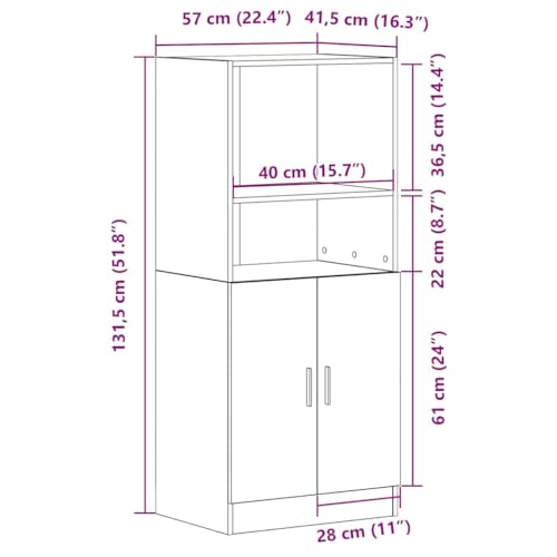 Homvdxl Kitchen Pantry Cupboard, 131 cm H Storage Cabinet with 2 Doors & Open Shelves, Kitchen Storage Units, Brown - Image 2