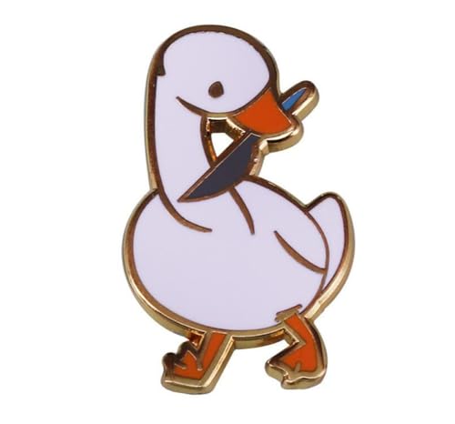 Funny Cartoon Goose Enamel Pins White Goose With Knife Brooch Badge Cute Duck Brooches for Backpack Clothes Decoration Jewelry Accessories Gift