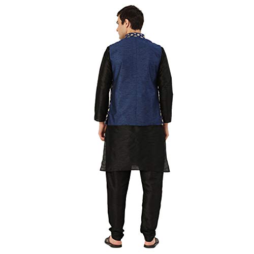 Image of Sojanya (Since 1958 Men'S Silk Blend Kurta Pyjama & Nehru Jacket Combo