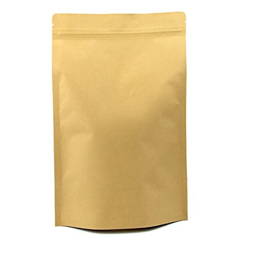Evergreen Goods Bolsas Kraft Marrones para Conservación de Alimentos | Bolsas termosellables reutilizables con cierre de cremallera | Embalaje Bolsas para Café, Frutos Secos | 50 Bolsas 180x300x75mm