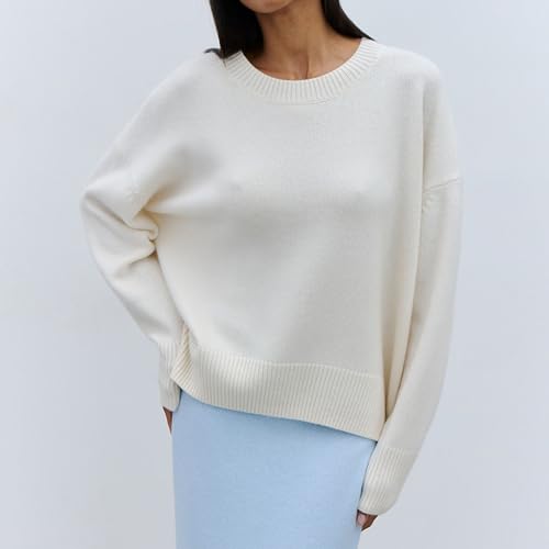 Image of Chunky Oversized Sweaters for Women 2025 - Crew Neck Long Sleeve Knit Pullover, Basic Fall and Winter Sweater