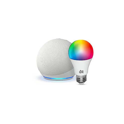 Echo Dot (5th Gen) + Evolux Smart Bulb | Glacier White