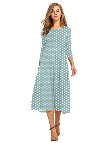 Image of HOTOUCH Women's 3 /4 Sleeve A-line and Flare Midi Long Dress