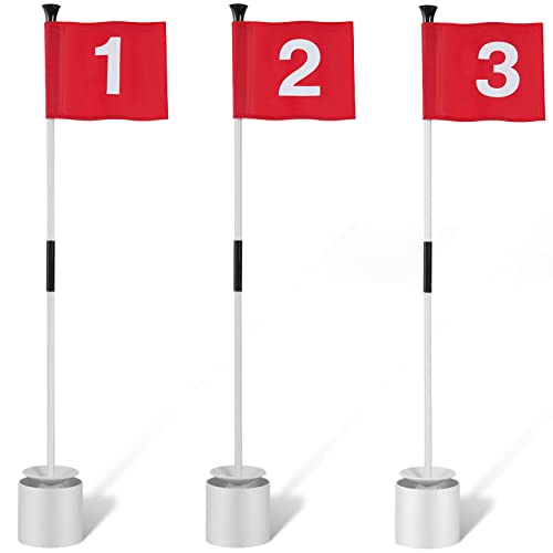 Lewtemi Golf Flagstick Set Putting Green Flag for Yard Hole Cup Portable 2 Section Fiberglass Mini Golf Flag Sticks for Backyard Putting Green and Chipping Greens Gifts Idea