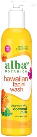 Alba Botanica Hawaiian Facial Wash, Deep Cleansing Coconut Milk, 8 Oz