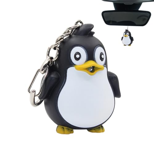 Llavero con colgante de pingüino, llavero de pingüino ABS de 14,5 g para mujeres y niñas, llavero de metal luminoso, llavero de sonido ligero para bolsos, mochilas escolares