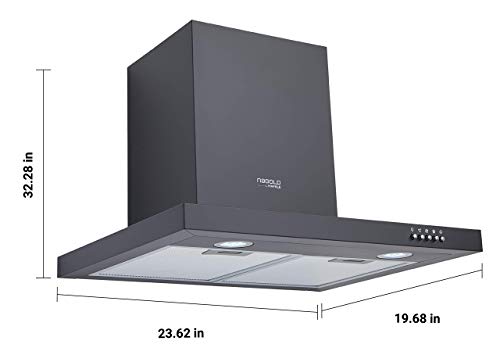 Image of Hafele Nebel Nero 60, 750 m3 /hr Wall Mounted Chimney (Aluminium Mesh Filter, Push Control, 2 Bright LED Lights), Black