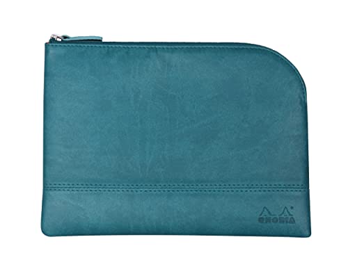 Rhodia 116636C - Rhodiarama Reißverschlusstäschchen aus italienischem Kunstleder, M (16x22 cm), Türkis, 1 Stück